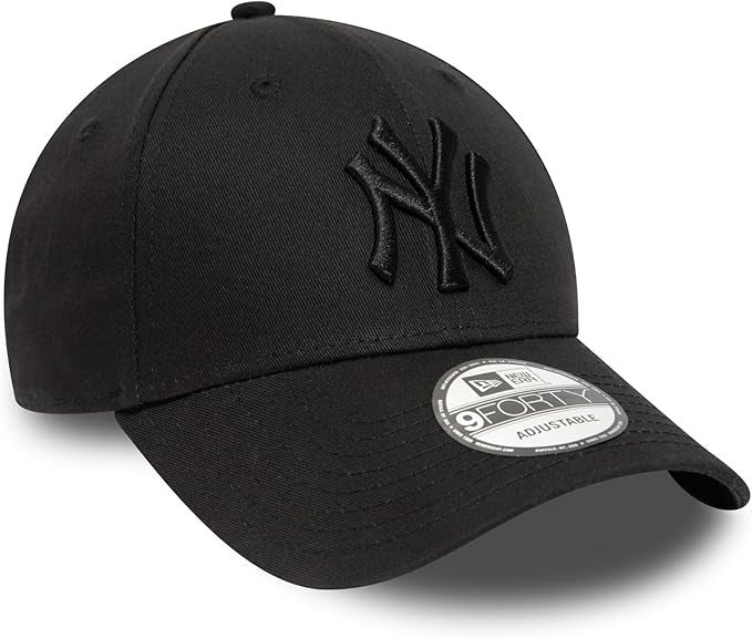 New York Yankees MLB League Essential 9FORTY Strapback New Era Black/Black Official Team Hat Sports Fan Cap Official MLB Team Hat Baseball Fan Cap