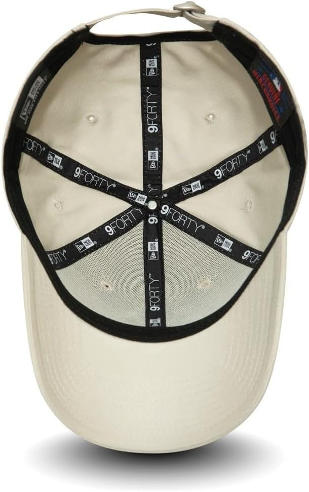 New York Yankees MLB League Essential 9FORTY Strapback New Era Stone/Black Official Team Hat Sports Fan Cap Official MLB Team Hat Baseball Fan Cap