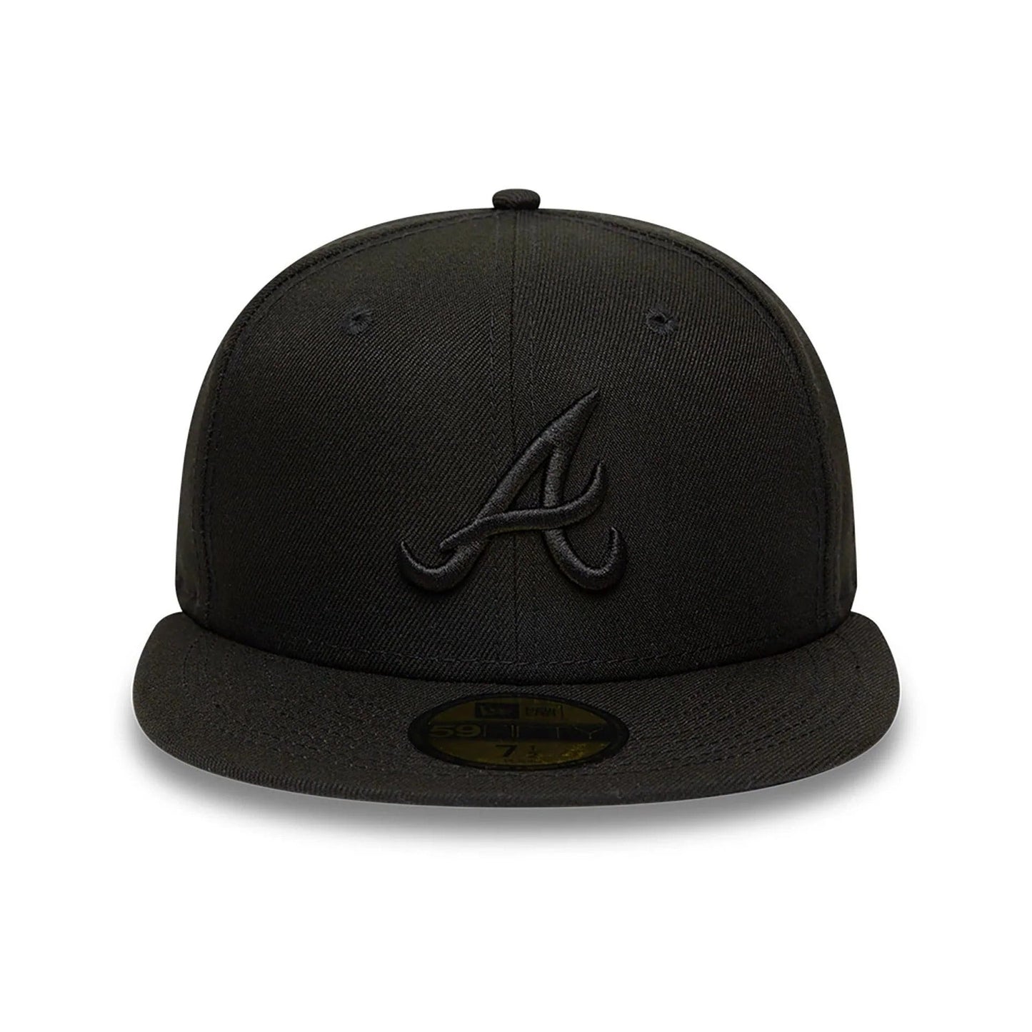 Atlanta Braves MLB League Essential 59FIFTY Fitted New Era Black/Black Official Team Hat Sports Fan Cap Official MLB Team Hat Baseball Fan Cap
