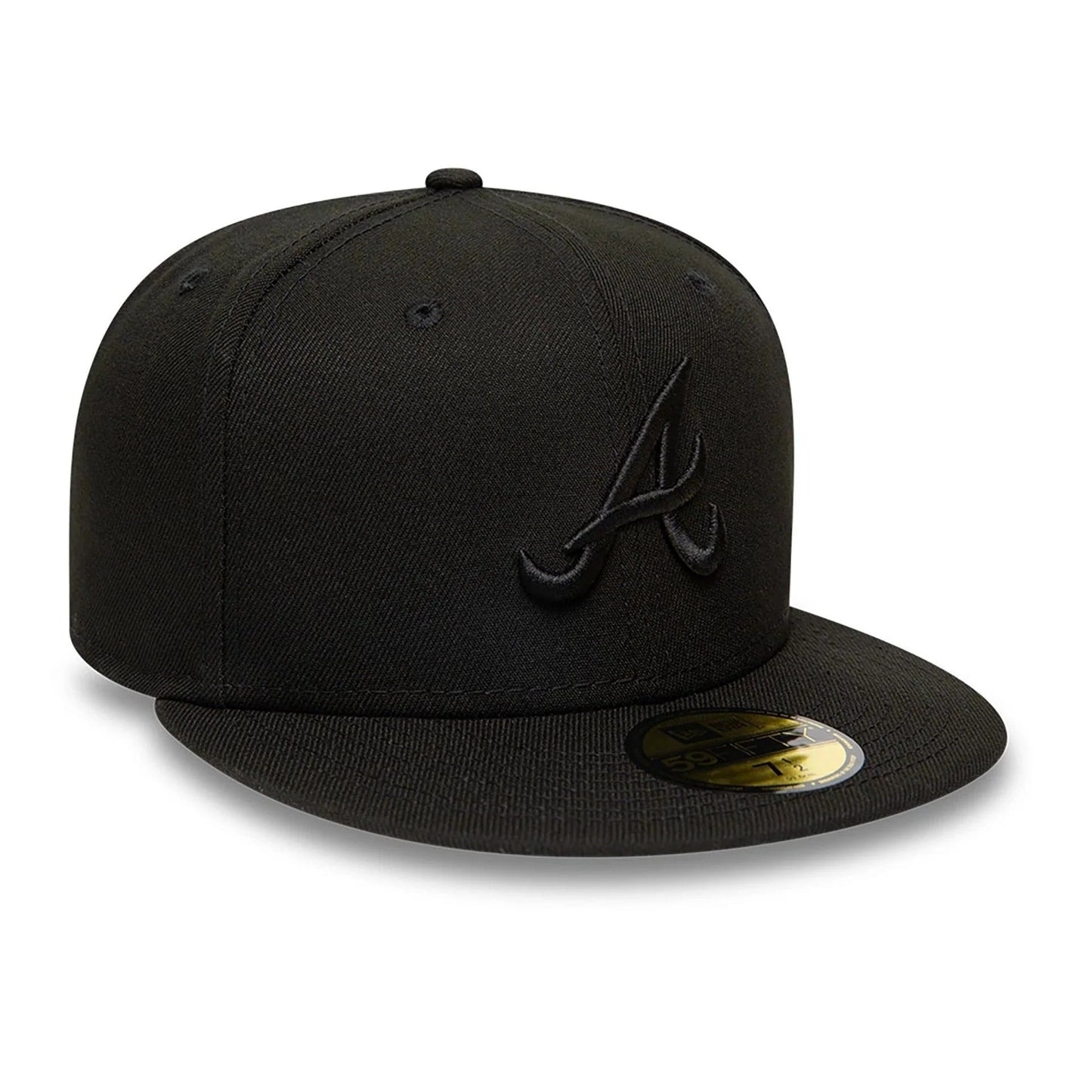 Atlanta Braves MLB League Essential 59FIFTY Fitted New Era Black/Black Official Team Hat Sports Fan Cap Official MLB Team Hat Baseball Fan Cap