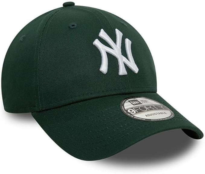 New York Yankees MLB League Essential 9FORTY Strapback New Era Dark Green/White Official Team Hat Sports Fan Cap Official MLB Team Hat Baseball Fan Ca