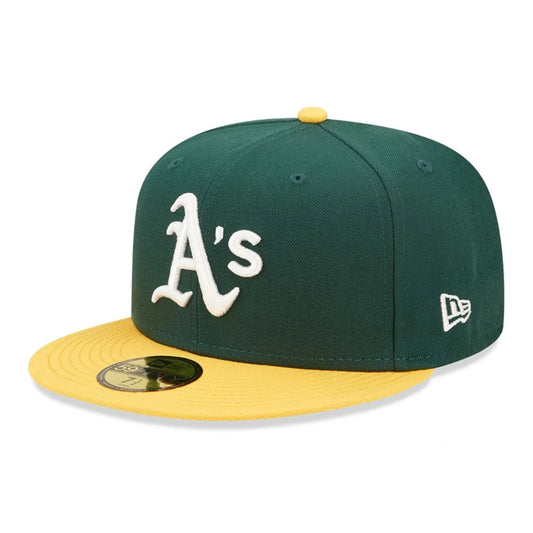 Oakland Athletics MLB AC Perf 59FIFTY Fitted New Era Green/Yellow Official Team Hat Sports Fan Cap Official MLB Team Hat Baseball Fan Cap