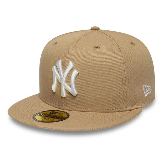 New York Yankees MLB League Essential 59FIFTY Fitted Cap New Era Beige/White Official Team Hat Sports Fan Cap Official MLB Team Hat Baseball Fan Cap