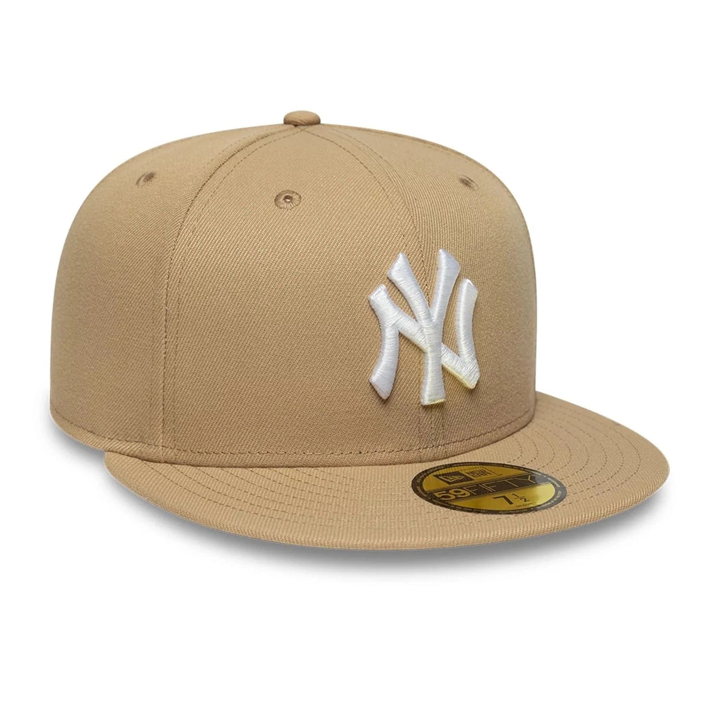 New York Yankees MLB League Essential 59FIFTY Fitted Cap New Era Beige/White Official Team Hat Sports Fan Cap Official MLB Team Hat Baseball Fan Cap
