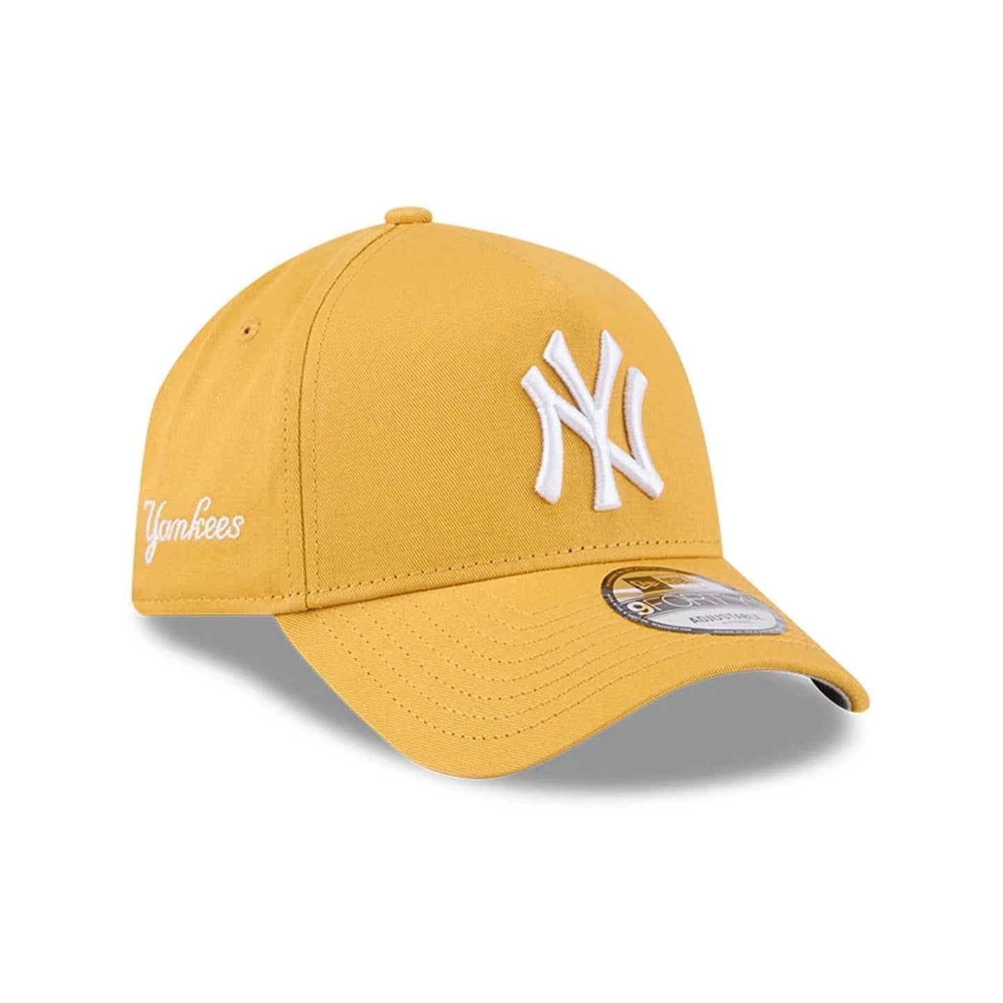 New York Yankees MLB Script A-Frame Snapback New Era Yellow Official Sports Fan Gear MLB Fan Gear Popular Style