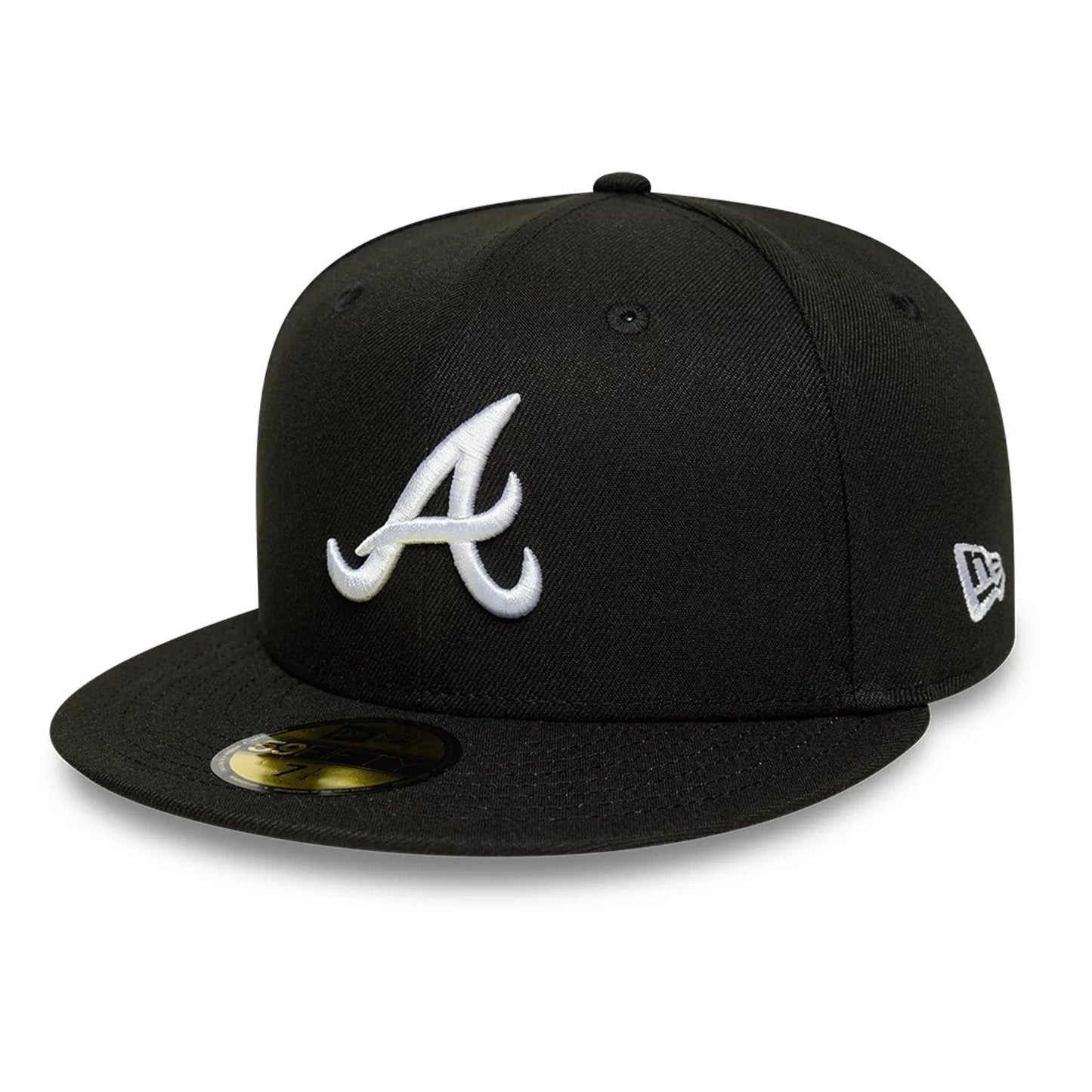 Atlanta Braves MLB League Essential 59FIFTY Fitted New Era Black/White Official Team Hat Sports Fan Cap Official MLB Team Hat Baseball Fan Cap