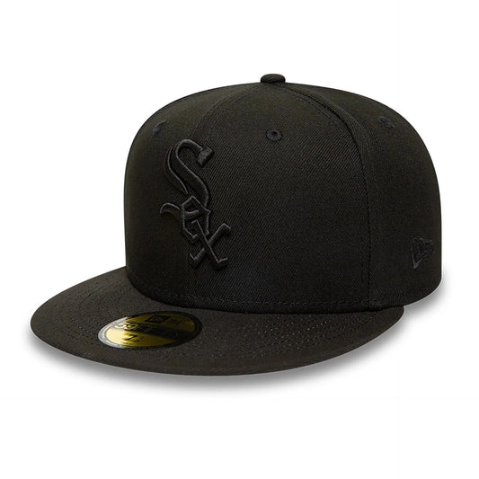 Chicago White Sox MLB League Essential 59FIFTY Fitted New Era Black/Black Official Team Hat Sports Fan Cap Official MLB Team Hat Baseball Fan Cap