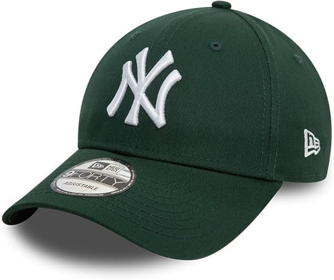 New York Yankees MLB League Essential 9FORTY Strapback New Era Dark Green/White Official Team Hat Sports Fan Cap Official MLB Team Hat Baseball Fan Ca