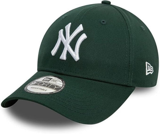 New York Yankees MLB League Essential 9FORTY Strapback New Era Dark Green/White Official Team Hat Sports Fan Cap Official MLB Team Hat Baseball Fan Ca