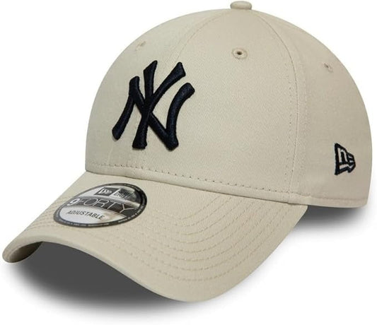 New York Yankees MLB League Essential 9FORTY Strapback New Era Stone/Black Official Team Hat Sports Fan Cap Official MLB Team Hat Baseball Fan Cap