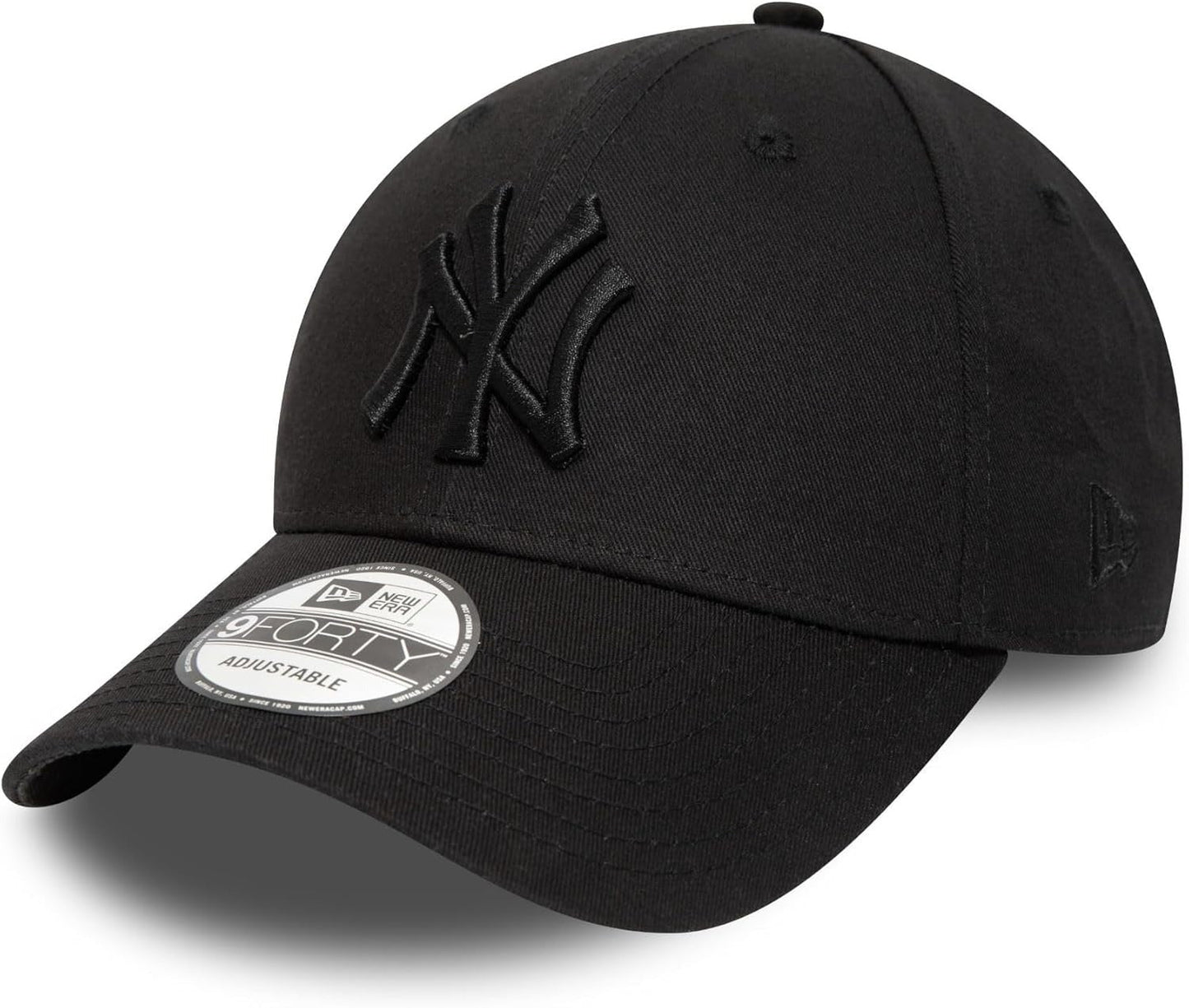 New York Yankees MLB League Essential 9FORTY Strapback New Era Black/Black Official Team Hat Sports Fan Cap Official MLB Team Hat Baseball Fan Cap