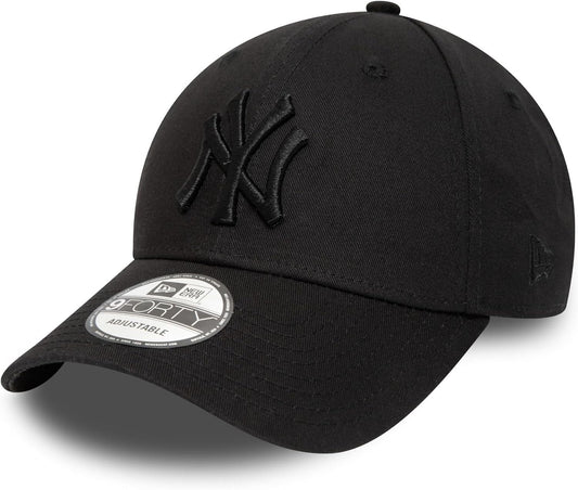 New York Yankees MLB League Essential 9FORTY Strapback New Era Black/Black Official Team Hat Sports Fan Cap Official MLB Team Hat Baseball Fan Cap