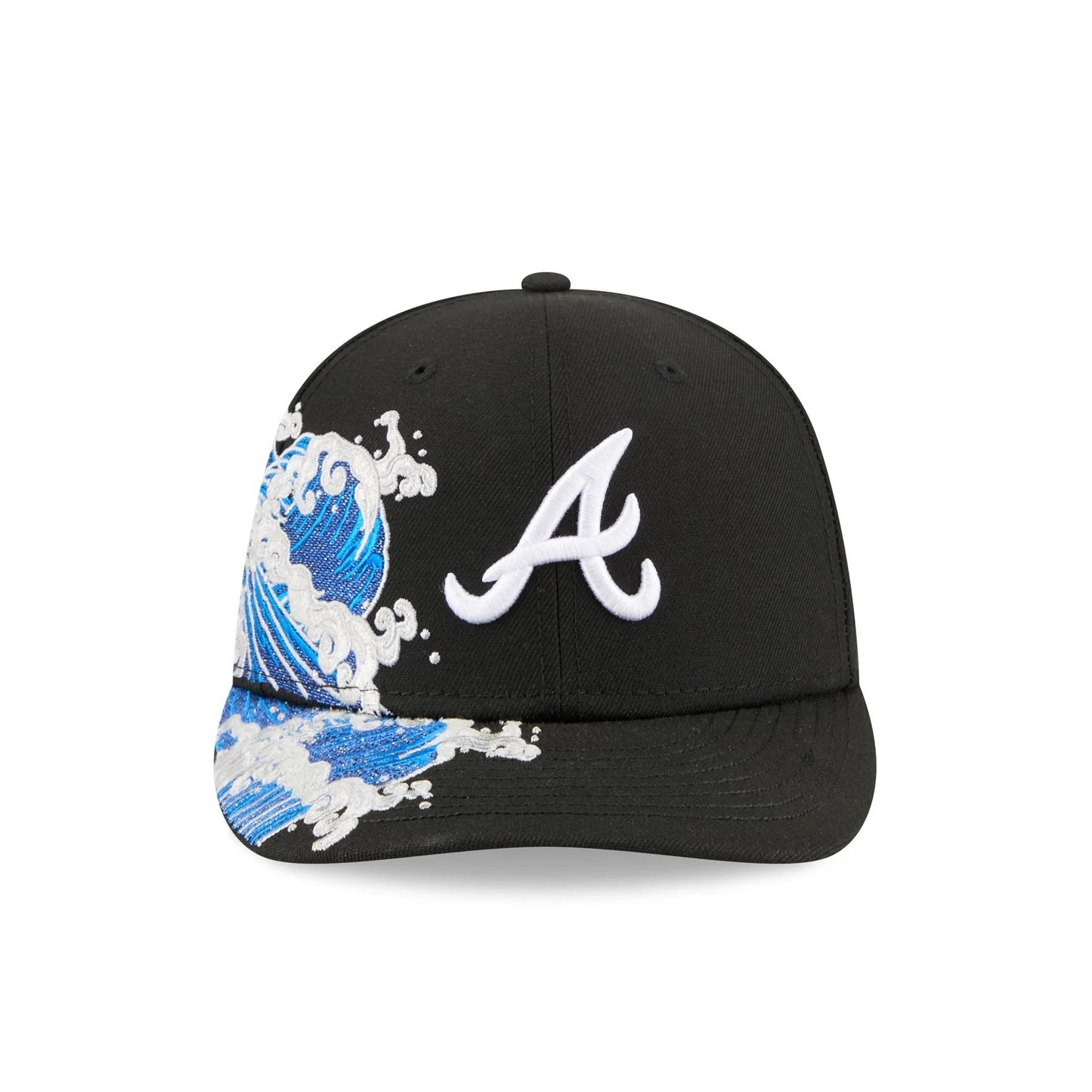 Atlanta Braves MLB Waves 59FIFTY Fitted New Era Black/White Official Team Hat Sports Fan Cap Official MLB Team Hat Baseball Fan Cap