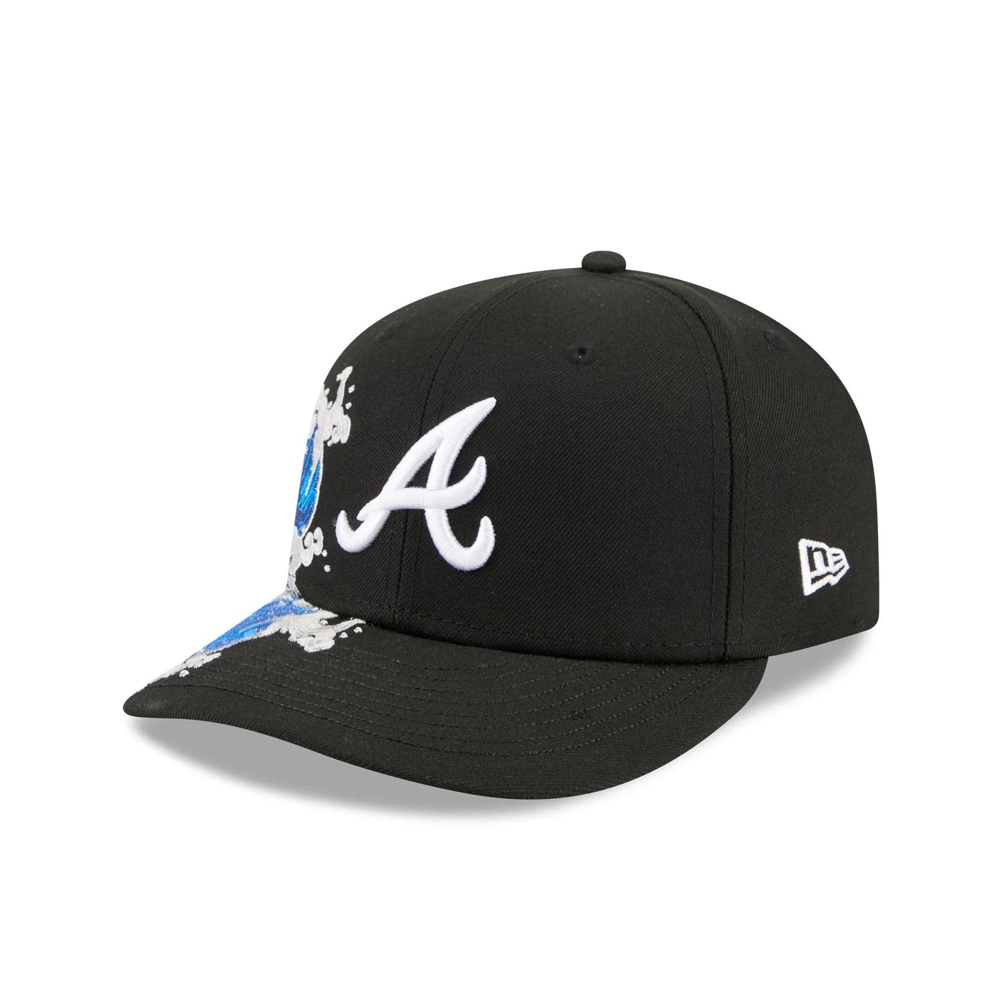 Atlanta Braves MLB Waves 59FIFTY Fitted New Era Black/White Official Team Hat Sports Fan Cap Official MLB Team Hat Baseball Fan Cap