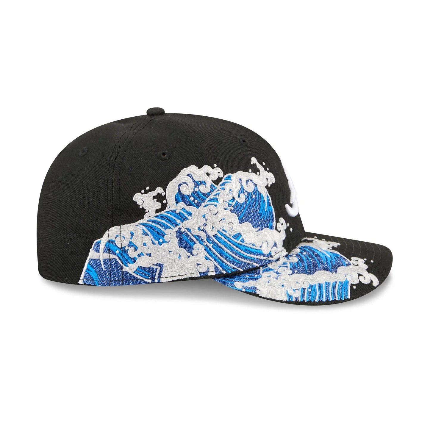 Atlanta Braves MLB Waves 59FIFTY Fitted New Era Black/White Official Team Hat Sports Fan Cap Official MLB Team Hat Baseball Fan Cap