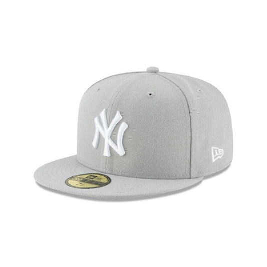 New York Yankees MLB Basic 59Fifty Fitted New Era Grey/White Official Team Hat Sports Fan Cap Official MLB Team Hat Baseball Fan Cap