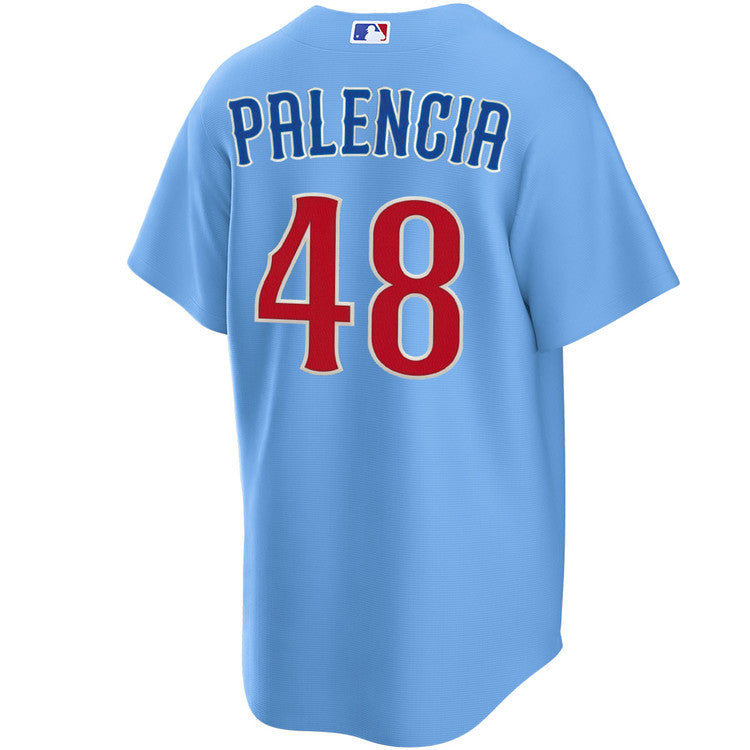 NIKE Men's Chicago Cubs Daniel Palencia #48 Light Blue 2nd Alternate Replica Jersey Official Team Jersey Sports Fan Apparel Official MLB Team Jersey B