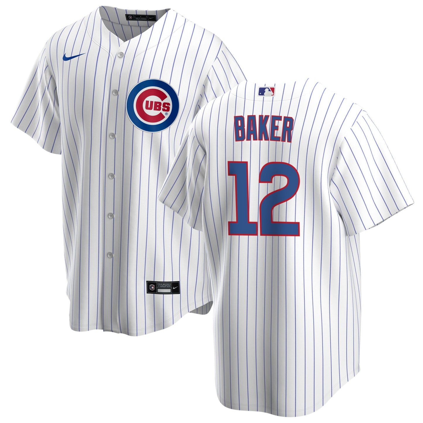 NIKE Men's Dusty Baker Chicago Cubs White Home Premium Stitch Replica Jersey Official Team Jersey Sports Fan Apparel Official MLB Team Jersey Baseball