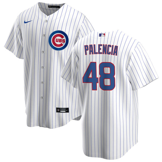 NIKE Men's Daniel Palencia Chicago Cubs Premium Twill White Home Replica Jersey Official Team Jersey Sports Fan Apparel Official MLB Team Jersey Baseb
