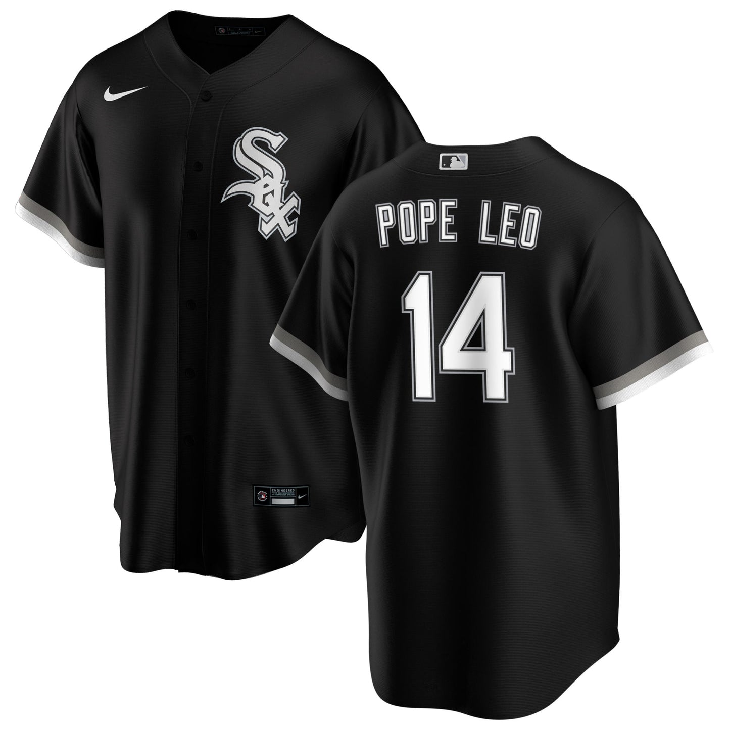 Pope Leo #14 Chicago White Sox NIKE Replica Men's Alternate Black Premium Twill Jersey Official Team Jersey Sports Fan Apparel Official MLB Team Jerse