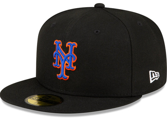 Men's New York Mets New Era Black Alternate Authentic Collection On Field 59FIFTY Fitted Hat Official Team Hat Sports Fan Cap Official MLB Team Hat Ba