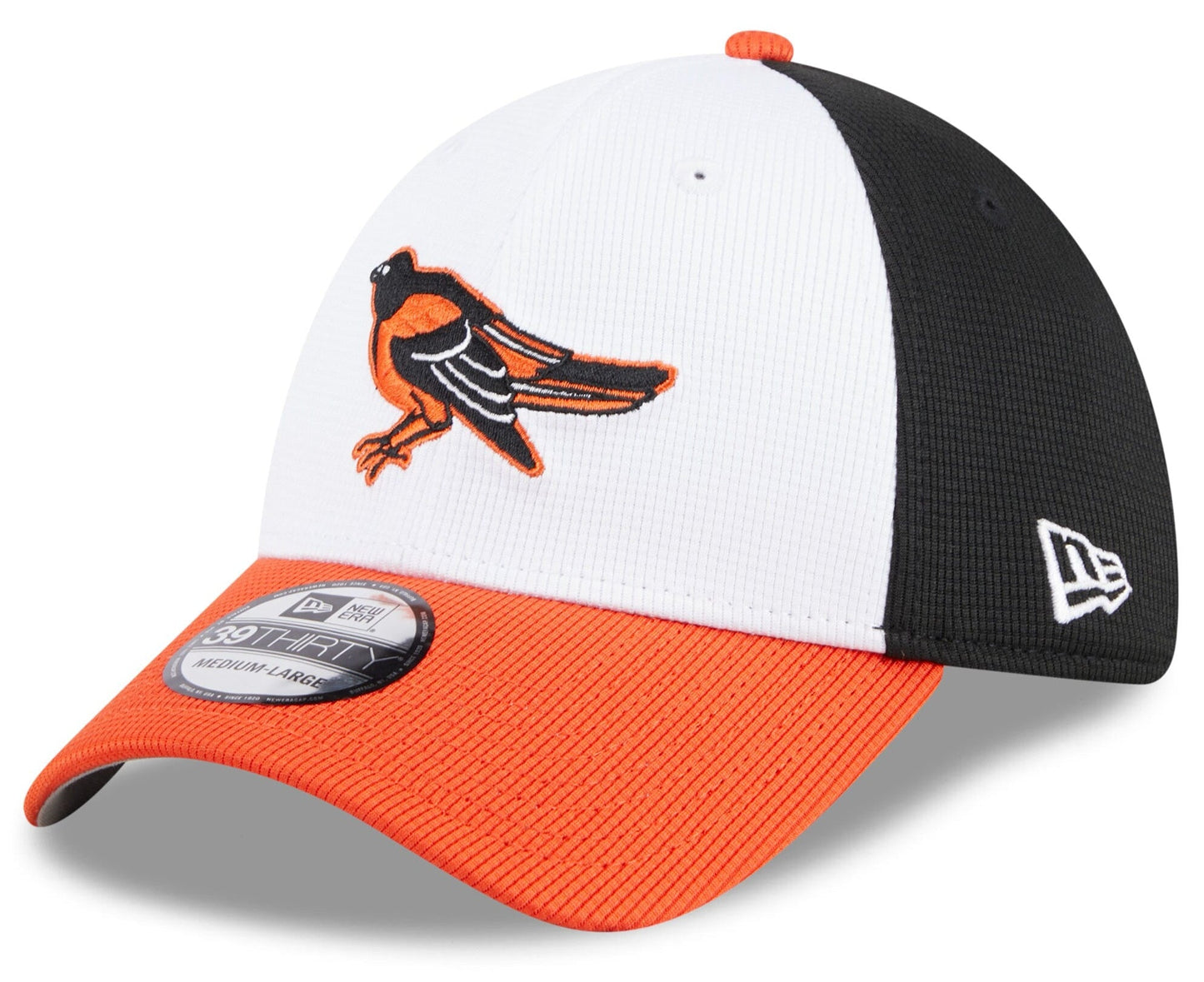 Men's Baltimore Orioles New Era White 2025 Batting Practice 39THIRTY Flex Hat Official Team Hat Sports Fan Cap Official MLB Team Hat Baseball Fan Cap