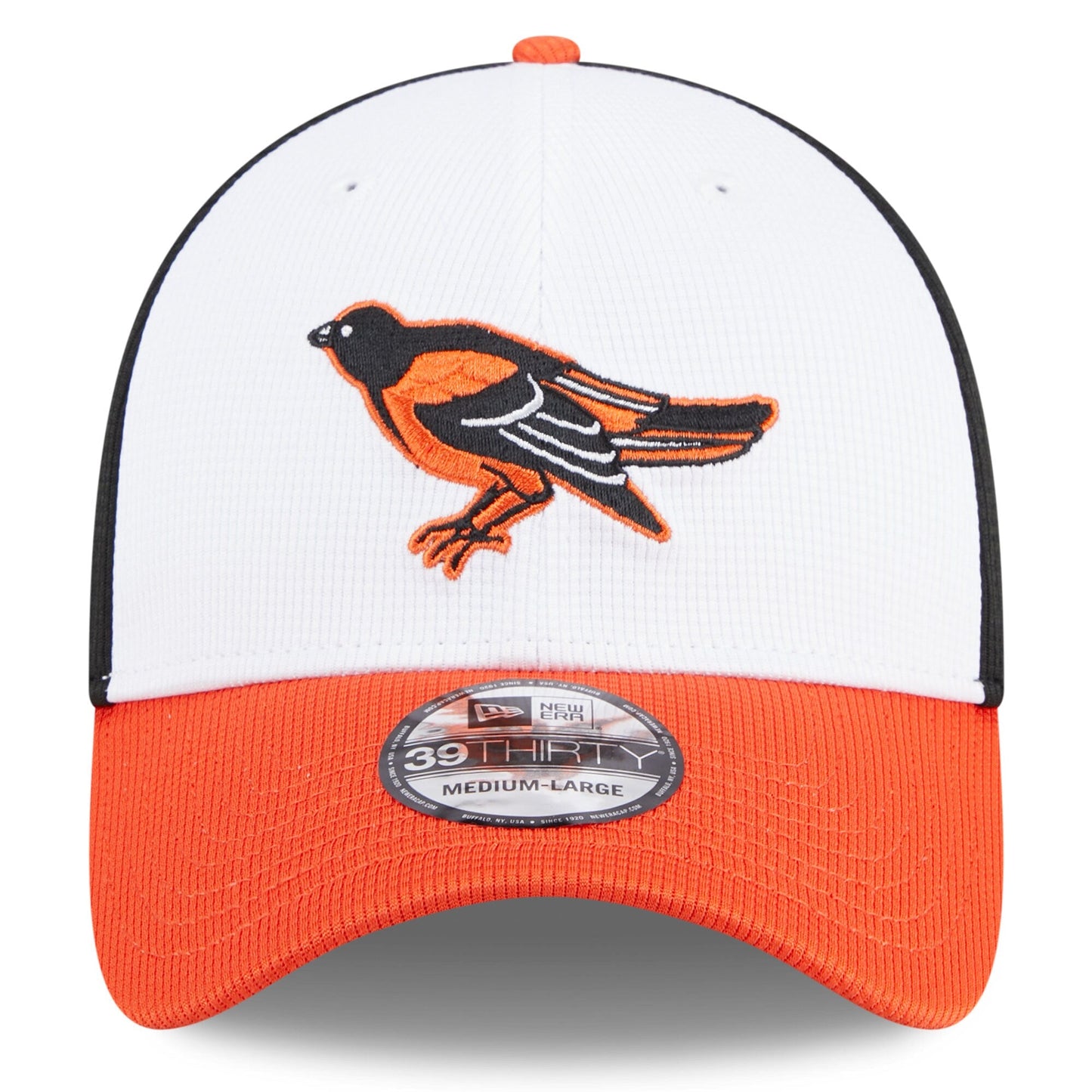 Men's Baltimore Orioles New Era White 2025 Batting Practice 39THIRTY Flex Hat Official Team Hat Sports Fan Cap Official MLB Team Hat Baseball Fan Cap