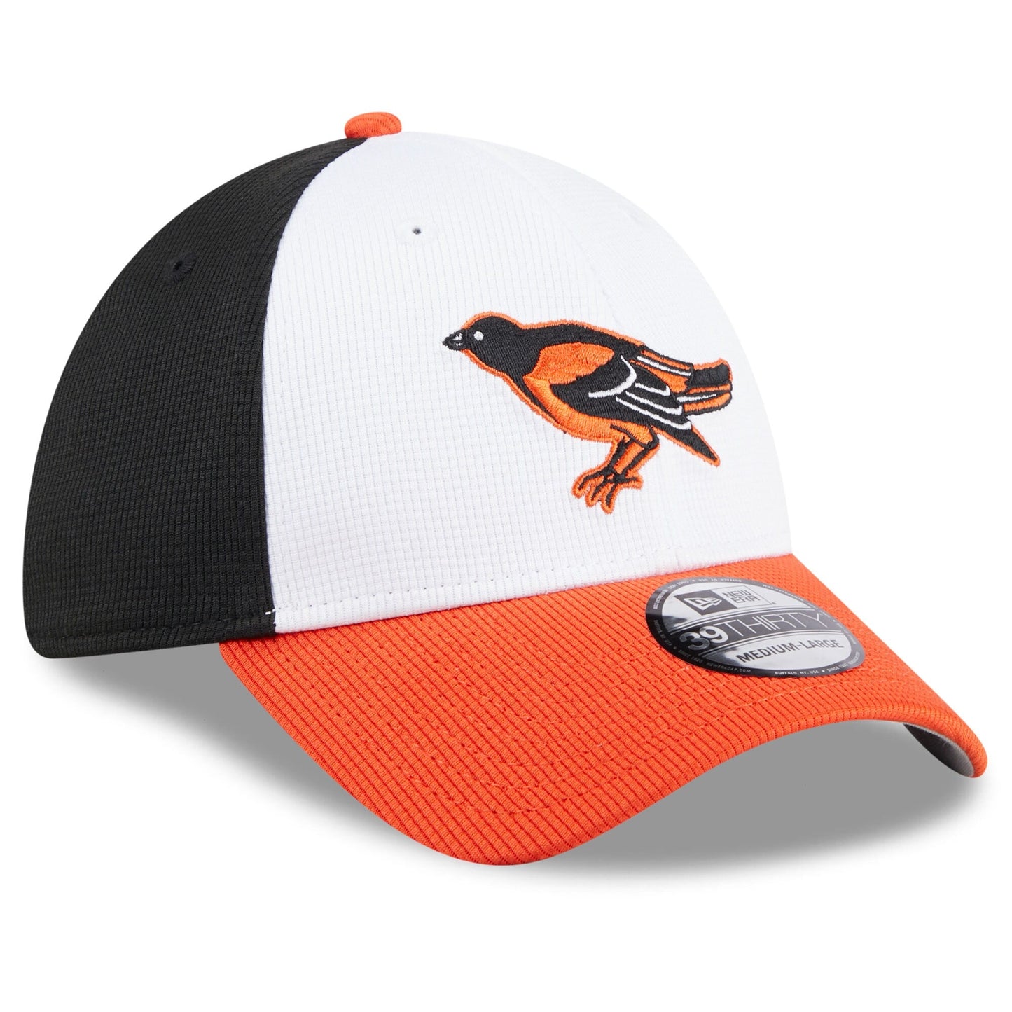 Men's Baltimore Orioles New Era White 2025 Batting Practice 39THIRTY Flex Hat Official Team Hat Sports Fan Cap Official MLB Team Hat Baseball Fan Cap