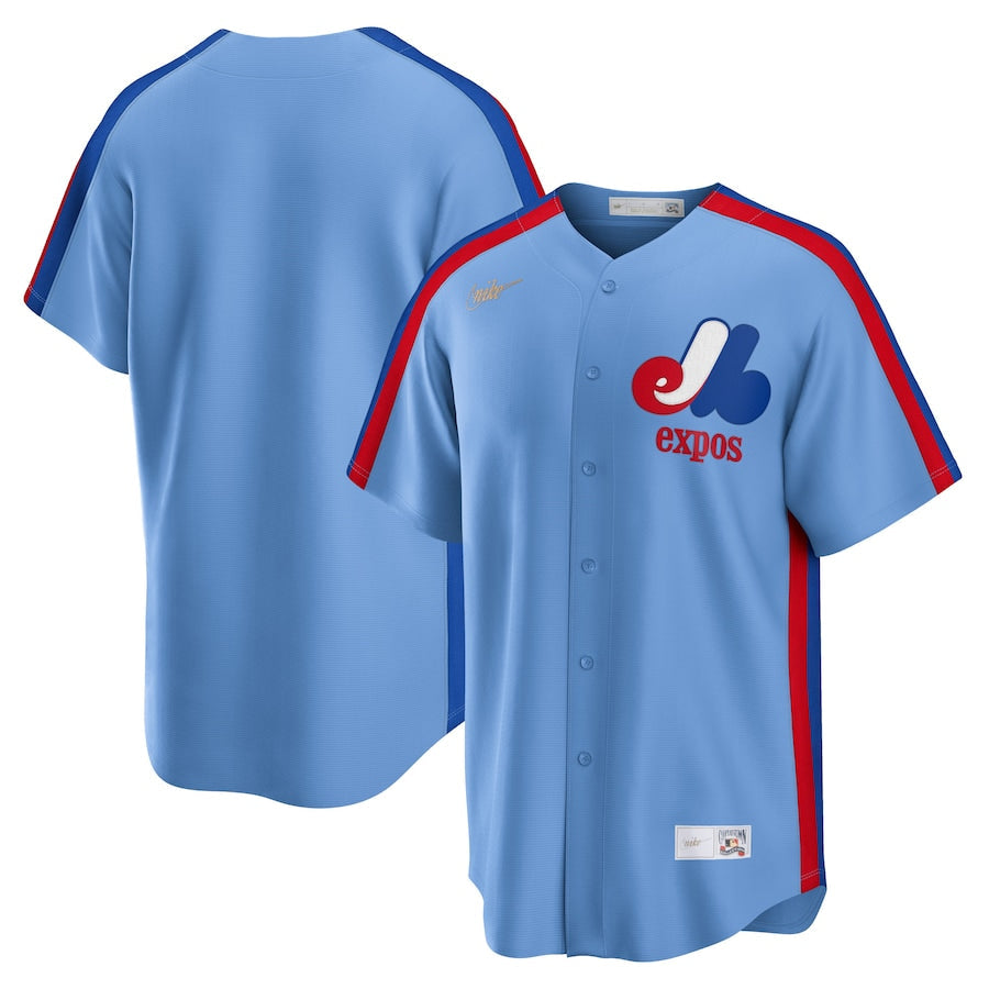 Men's Montreal Expos Nike Light Blue Road Cooperstown Collection Team Jersey Official Team Jersey Sports Fan Apparel Official MLB Team Jersey Baseball