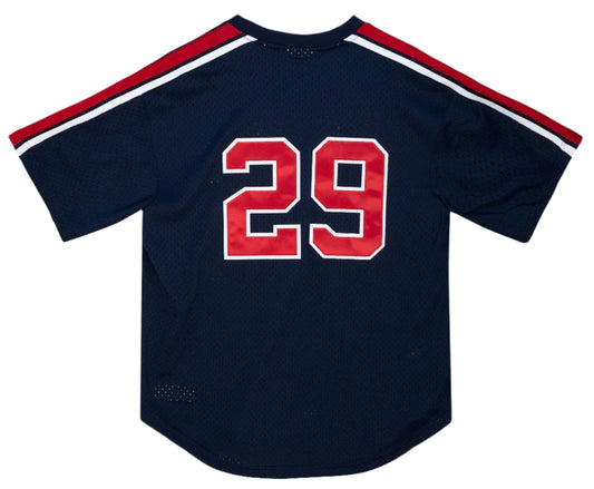 Men's Rod Carew California Angels Mitchell & Ness Cooperstown Collection Mesh Batting Practice Button-Up Jersey - Navy Official Team Jersey Sports Fan