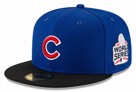 Chicago Cubs New Era 2016 World Series Wool 2 Tone Royal/Black 59FIFTY Fitted Hat Official Team Hat Sports Fan Cap Official MLB Team Hat Baseball Fan