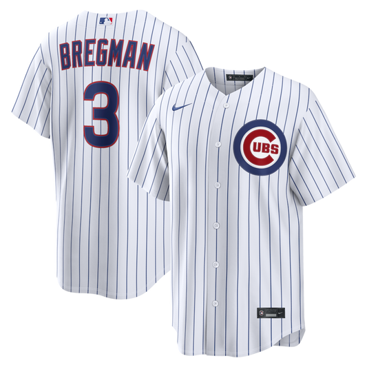 Mens Chicago Cubs Alex Bregman White Home Premium Twill Replica Jersey Official Team Jersey Sports Fan Apparel Official MLB Team Jersey Baseball Fan A