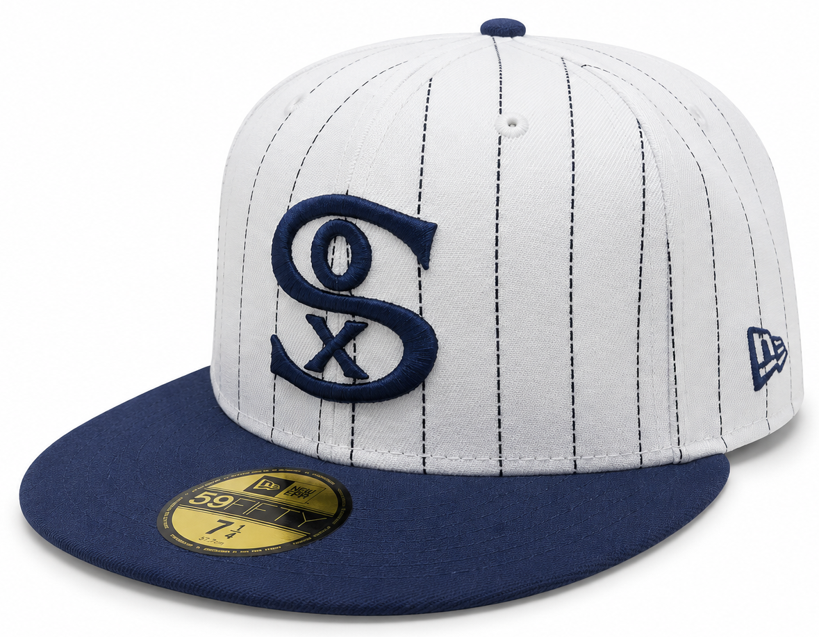 Chicago White Sox 1917 New Era Cooperstown Classics White/Navy 59FIFTY Fitted Hat Official Team Hat Sports Fan Cap Official MLB Team Hat Baseball Fan