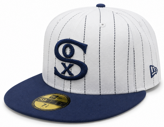 Chicago White Sox 1917 New Era Cooperstown Classics White/Navy 59FIFTY Fitted Hat Official Team Hat Sports Fan Cap Official MLB Team Hat Baseball Fan