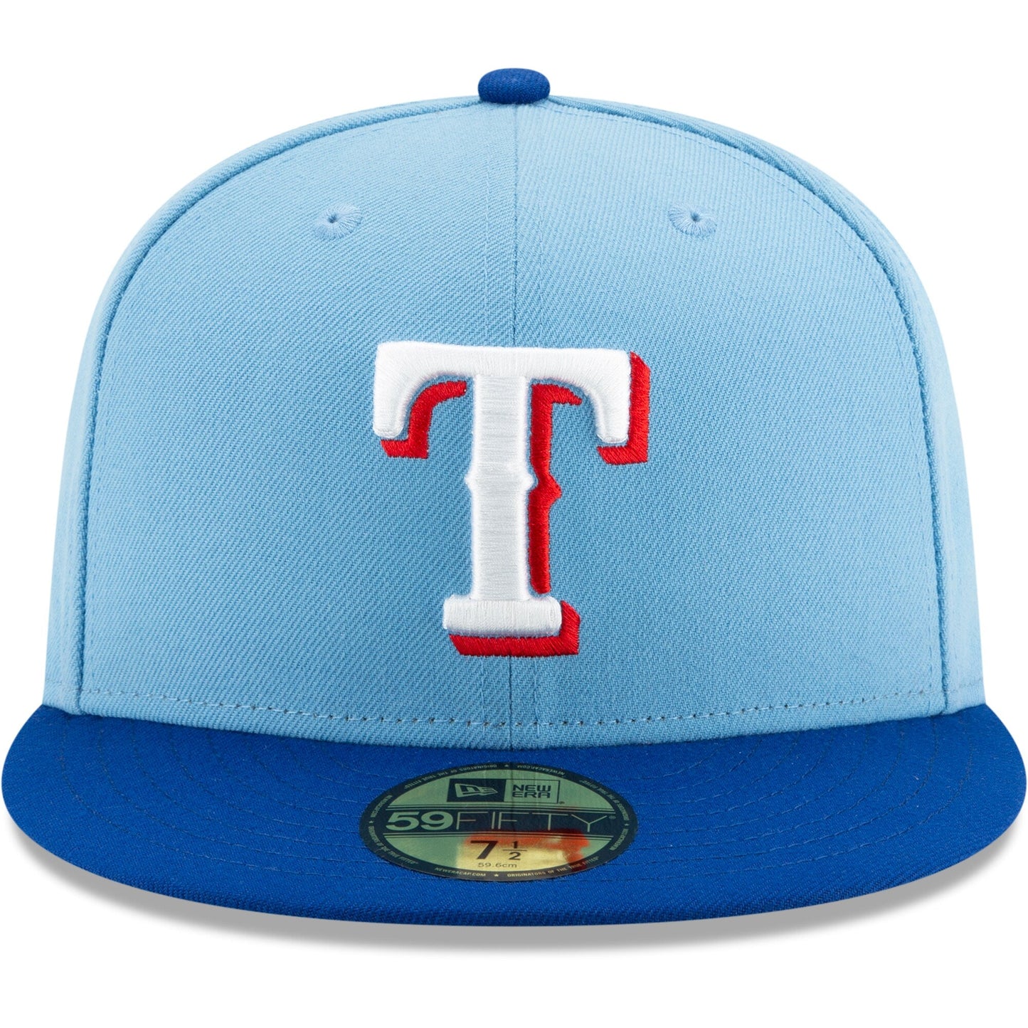New Era Texas Rangers Light Blue/Royal On-Field Authentic Collection 59FIFTY Fitted Hat Official Team Hat Sports Fan Cap Official MLB Team Hat Basebal