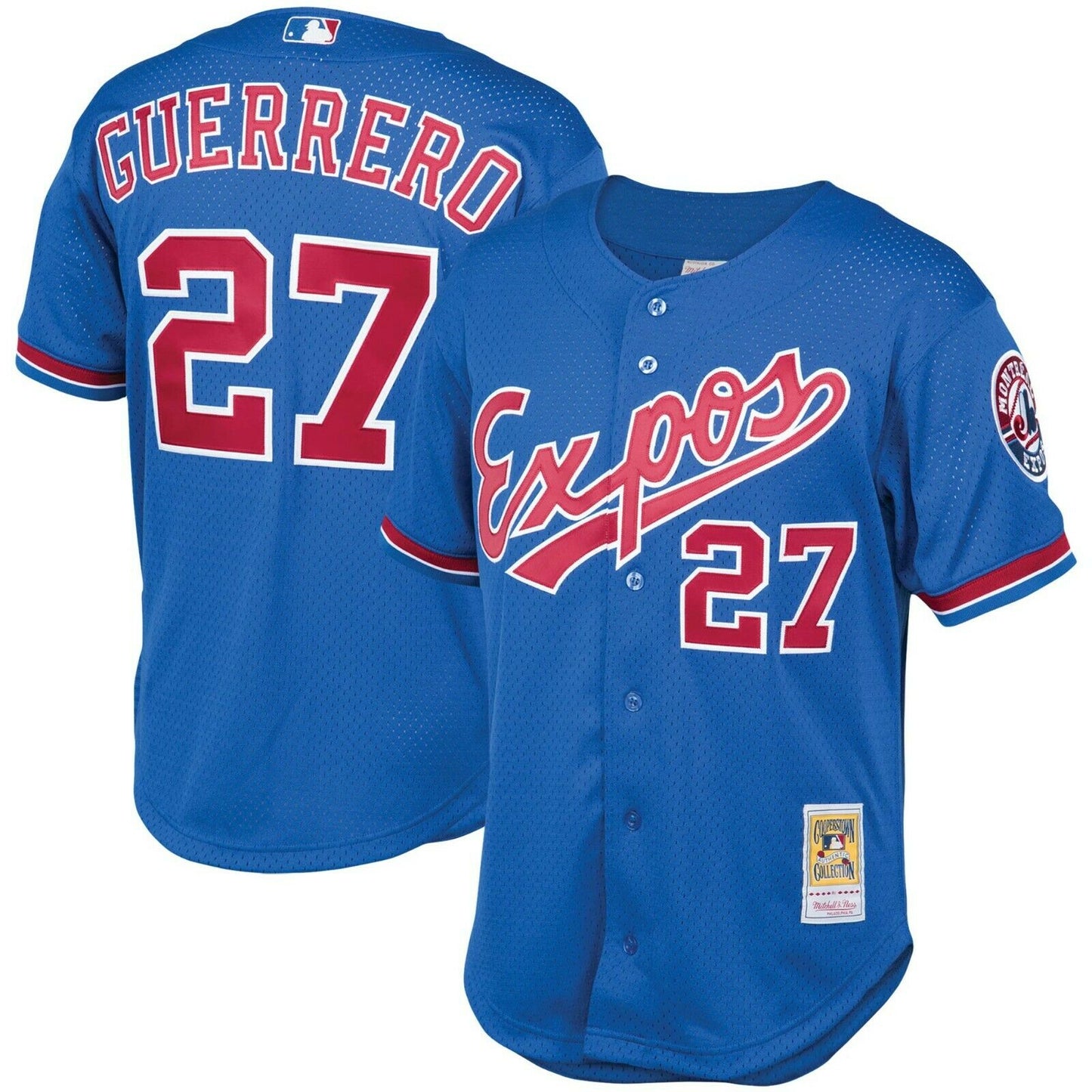 Men's Montreal Expos Vladimir Guerrero Mitchell & Ness Royal 2002 Authentic Cooperstown Collection Mesh Batting Practice Jersey Official Team Jersey S