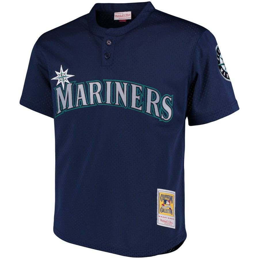 Men's Seattle Mariners Ken Griffey Jr. 1995 Mitchell & Ness Navy Cooperstown Collection Mesh Batting Practice Jersey Official Team Jersey Sports Fan A