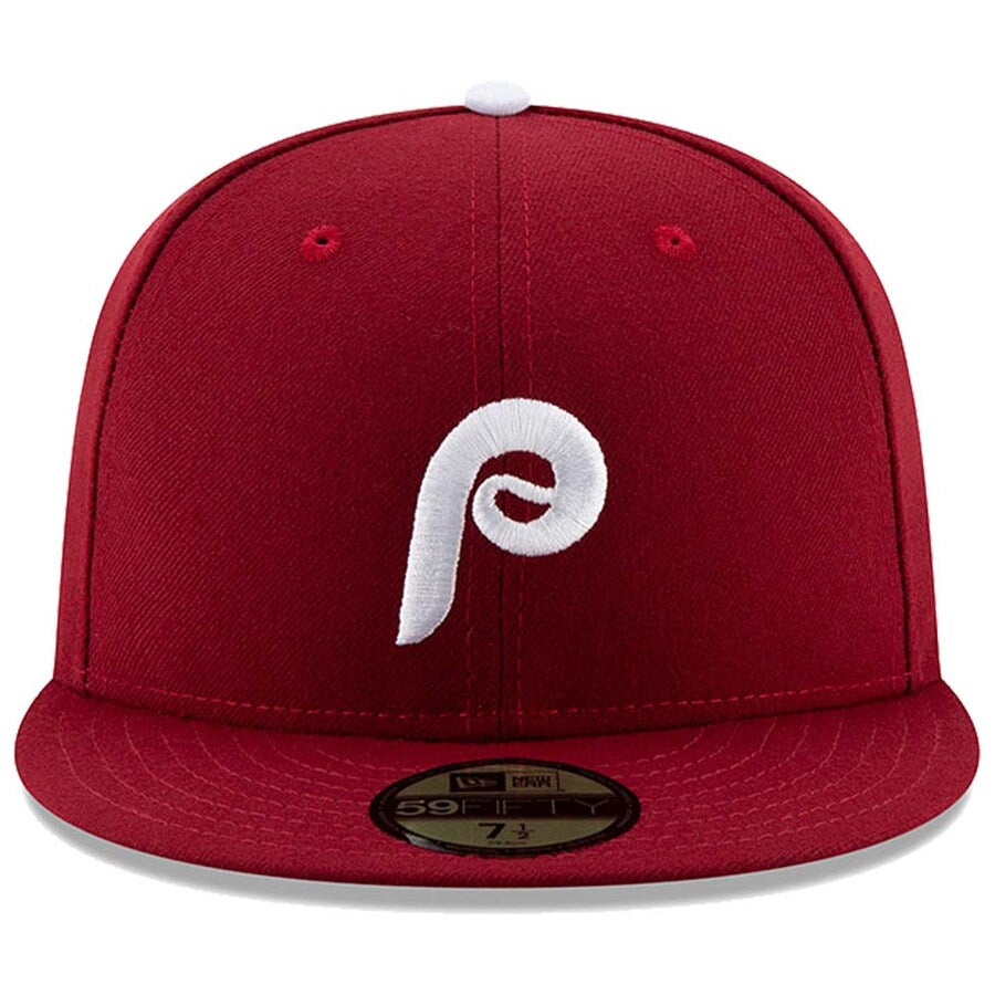 Men's Philadelphia Phillies New Era Maroon Alternate 2 Authentic Collection On-Field 59FIFTY Fitted Hat Official Team Hat Sports Fan Cap Official MLB