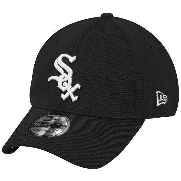 Men's Chicago White Sox New Era Black MLB Team Classic 39THIRTY Flex Hat Official Team Hat Sports Fan Cap Official MLB Team Hat Baseball Fan Cap