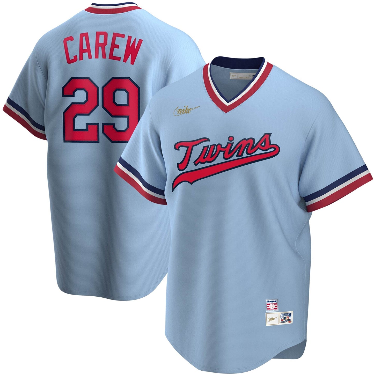 Men's Nike Rod Carew Blue Cooperstown Collection Player Jersey Official Team Jersey Sports Fan Apparel Official MLB Team Jersey Baseball Fan Apparel