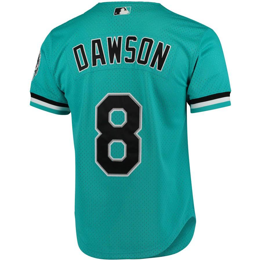 Men's Florida Marlins Andre Dawson 1995 Mitchell & Ness Teal Fashion Cooperstown Collection Mesh Batting Practice Jersey Official Team Jersey Sports F