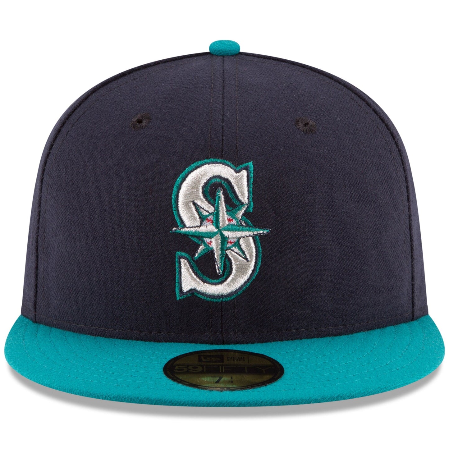 Men's Seattle Mariners New Era Navy/Aqua Alternate Authentic Collection On Field 59FIFTY Fitted Hat Official Team Hat Sports Fan Cap Official MLB Team