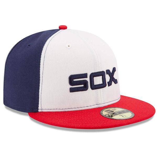 Men's Chicago White Sox New Era White/Red Authentic Collection On-Field Sunday Alternate 59FIFTY Fitted Hat Official Team Hat Sports Fan Cap Official