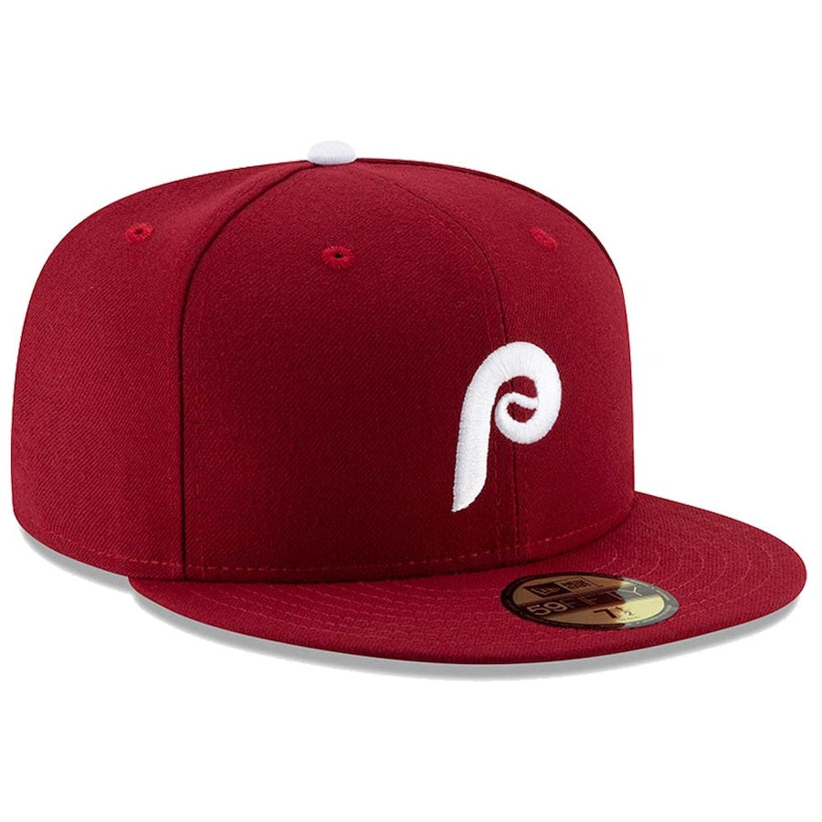 Men's Philadelphia Phillies New Era Maroon Alternate 2 Authentic Collection On-Field 59FIFTY Fitted Hat Official Team Hat Sports Fan Cap Official MLB