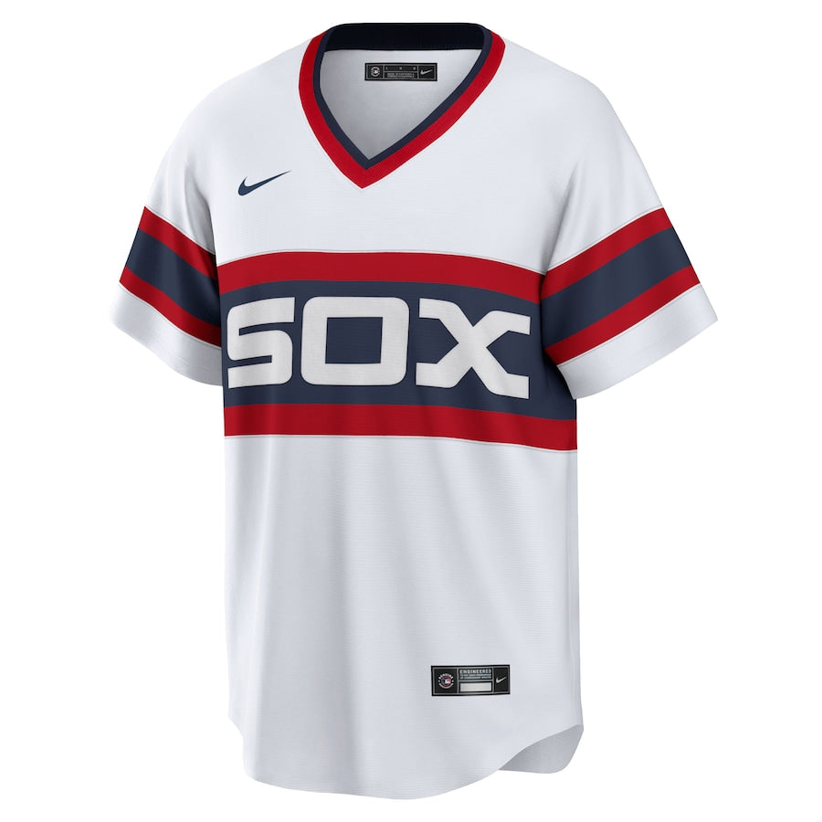 NIKE Men's Ozzie Guillen Chicago White Sox 1983 Home White Premium Lettering Replica Jersey Official Team Jersey Sports Fan Apparel Official MLB Team