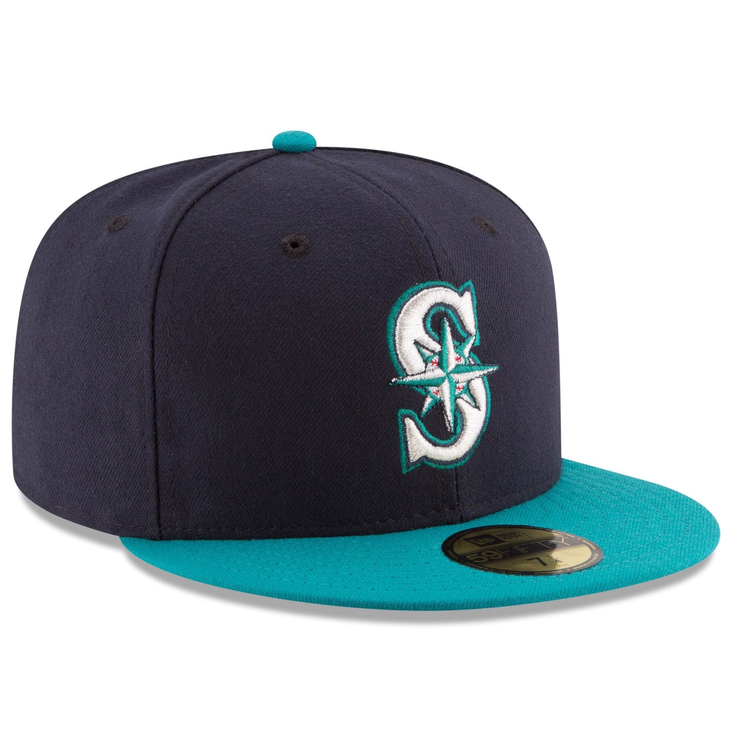 Men's Seattle Mariners New Era Navy/Aqua Alternate Authentic Collection On Field 59FIFTY Fitted Hat Official Team Hat Sports Fan Cap Official MLB Team