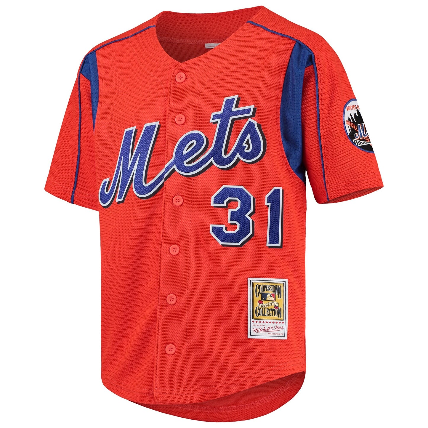 Men's Mike Piazza New York Mets Mitchell & Ness Cooperstown Collection Mesh Batting Practice Jersey - Orange Official Team Jersey Sports Fan Apparel O