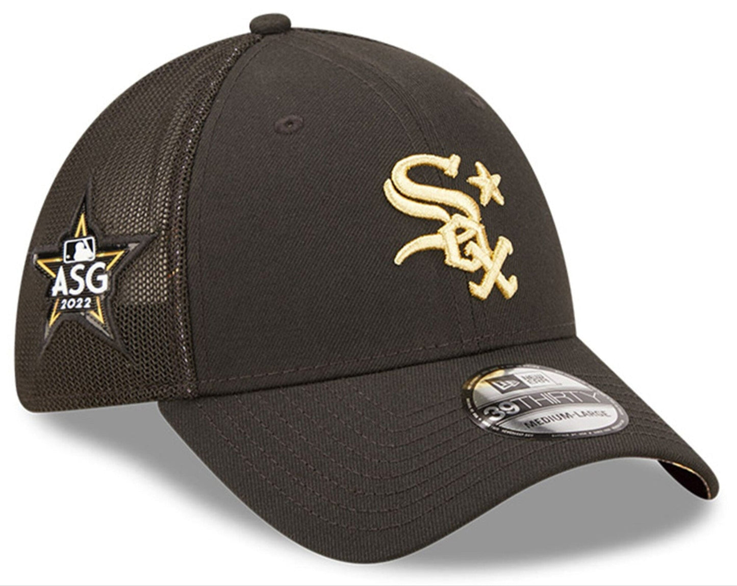 Chicago White Sox New Era 2022 All Star Game Black/ Gold 39THIRTY Flex Fit Hat Official Team Hat Sports Fan Cap Official MLB Team Hat Baseball Fan Cap