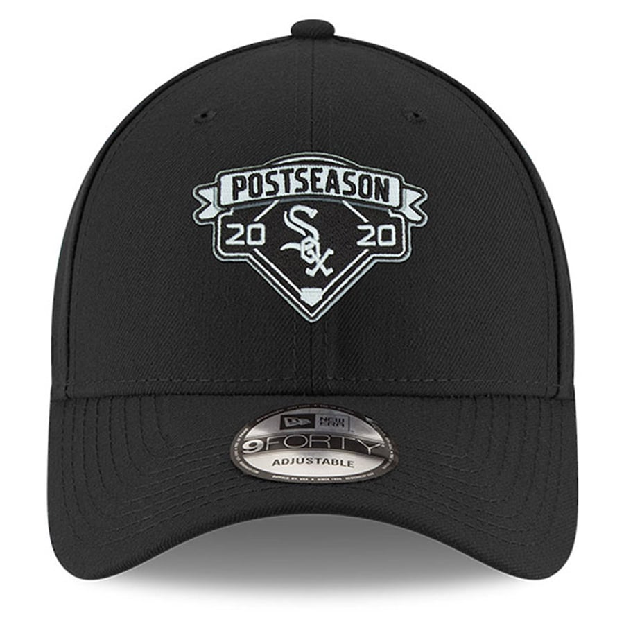 Men's Chicago White Sox New Era Black 2020 Postseason Locker Room 9FORTY Adjustable Hat Official Team Hat Sports Fan Cap Official MLB Team Hat Basebal